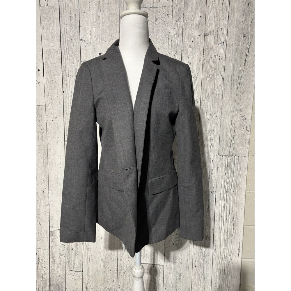 J.CREW Super 120s  Women's Blazer‎ Gray Button In Front Size  8